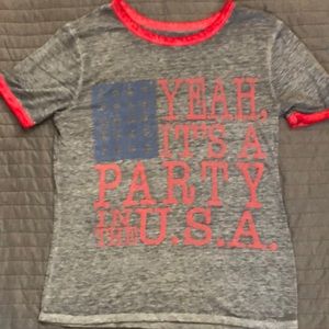 Party in the USA tee. Miley Cyrus lyrics on back. Size M. Ringer tee